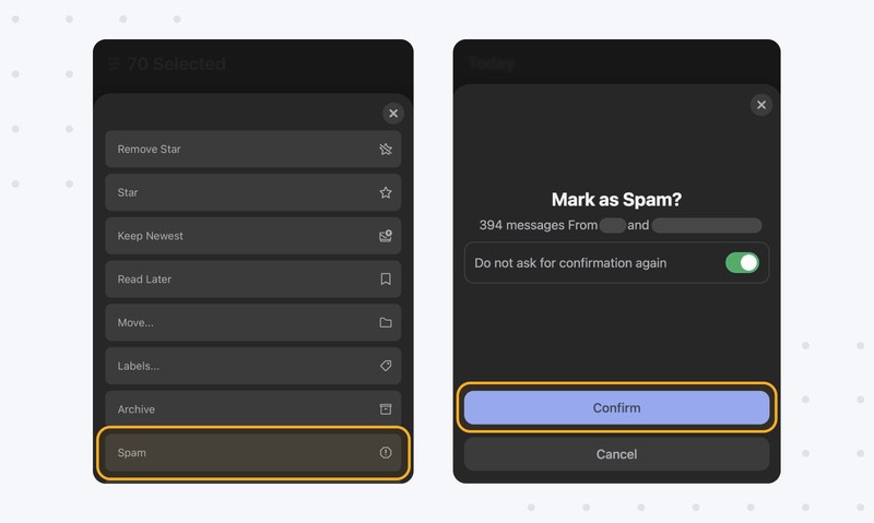 How to mark the selected groups as junk