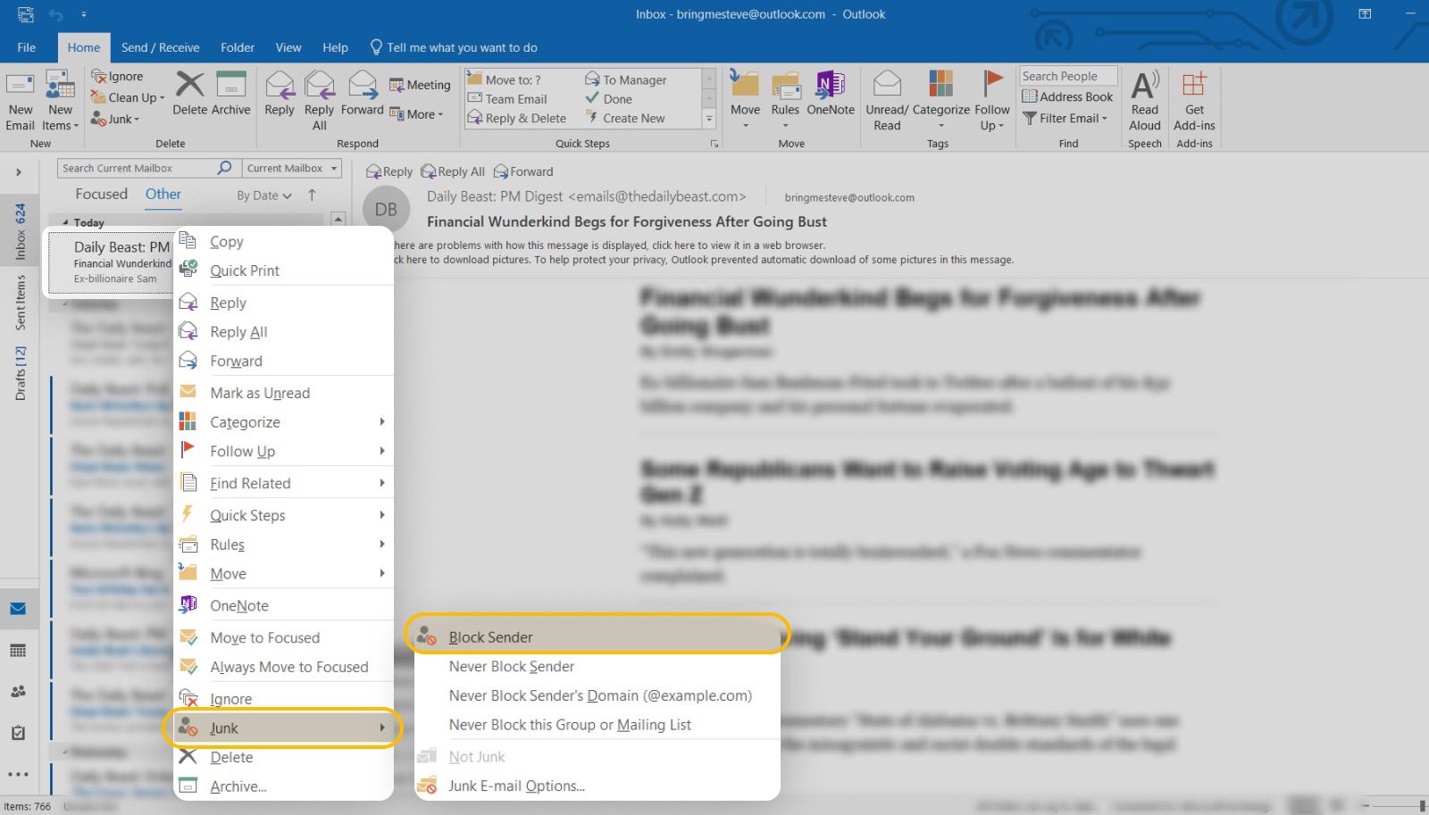 how-to-mark-an-email-as-spam-in-outlook-clean-email