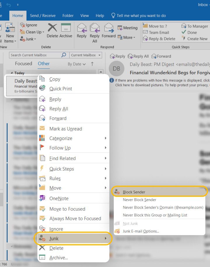 How to Mark an Email as Spam in Outlook | Clean Email