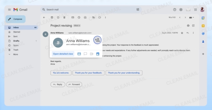 Gmail Contacts settings for keeping trusted senders out of Spam