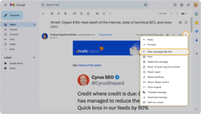 Gmail filter with “Never send it to Spam” for trusted senders
