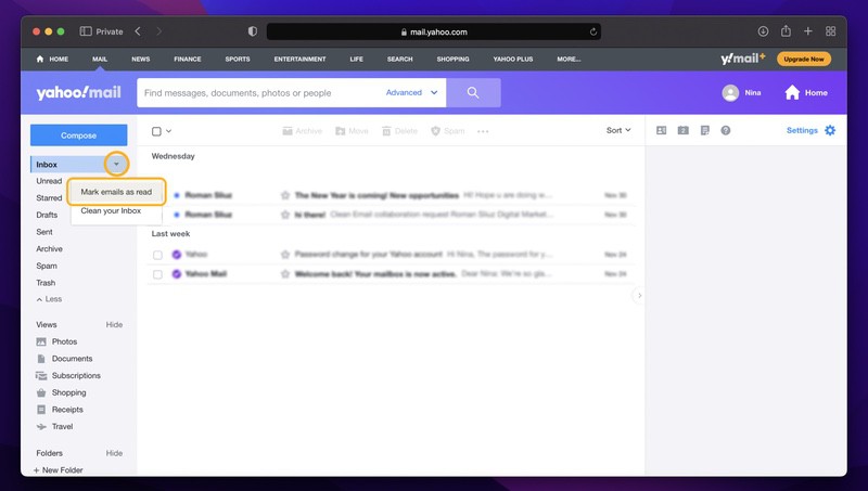 how to know if email has been read yahoo mail