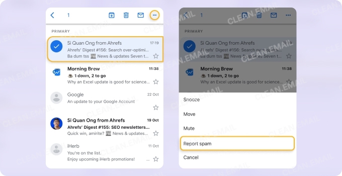Mark spam in Gmail on iPhone
