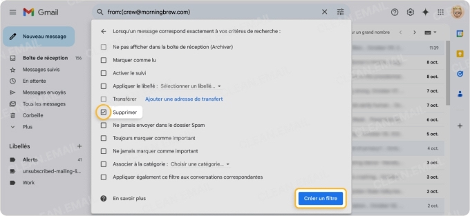 Comment supprimer automatiquement les spams dans Gmail sur la version web