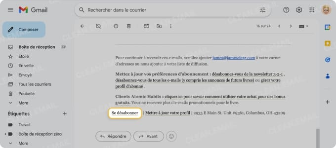 Se désabonner des e-mails récurrents pour ne plus les recevoir