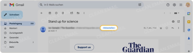 Von wiederkehrenden E-Mails oder Abonnements abmelden, um sie nicht mehr zu erhalten.