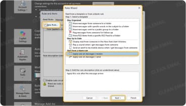 Classic Outlook rule setup for incoming messages