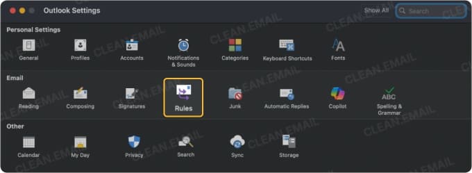 Outlook for Mac Rules settings