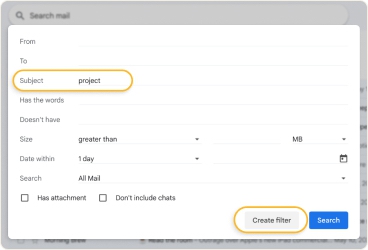 Select and edit a Gmail filter to refine its criteria