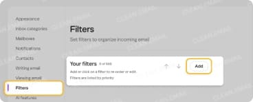 Choose Filters and click Add