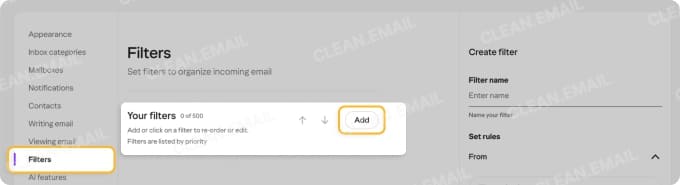 Choose Filters and click Add
