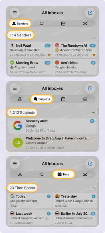 Chuck groups emails and organizes them into folders
