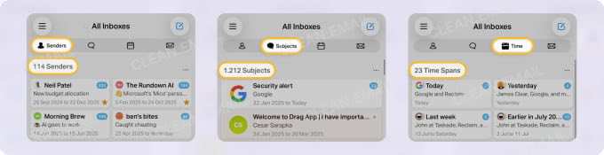 Chuck groups emails and organizes them into folders