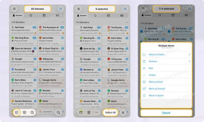 Chuck groups emails for bulk organization and management