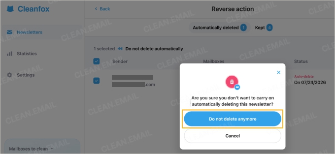 Blocking a sender just moves future emails to Trash, and the Reverse action tab exists precisely because those subscriptions are still live.