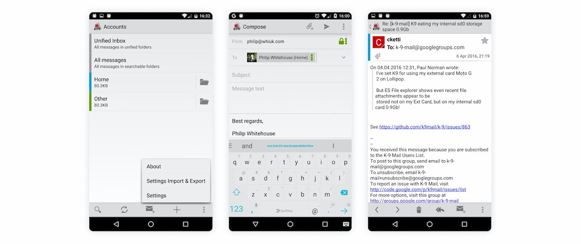 K-9 email app for Android