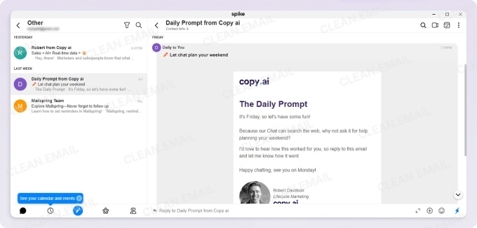 Spike email client for chat-style communication