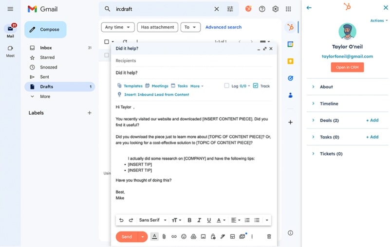 HubSpot CRM with email automation tools for sales and marketing teams