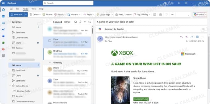 Outlook app with Microsoft account integration