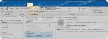 Outlook.com Focused Inbox sorting emails turned on