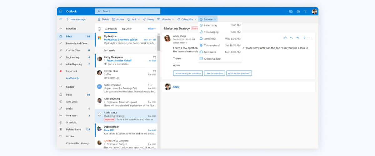 Outlook Meilleur fournisseur de services de messagerie gratuit