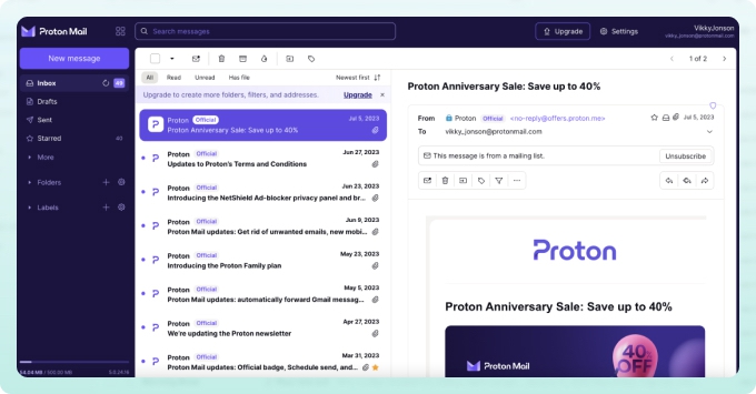 ProtonMail meilleur fournisseur de services de messagerie