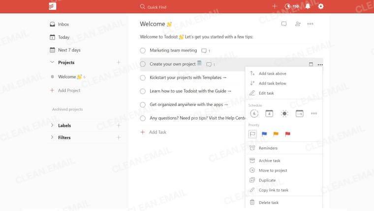 Todoist turns Gmail emails into tasks with due dates, projects, labels, and priorities