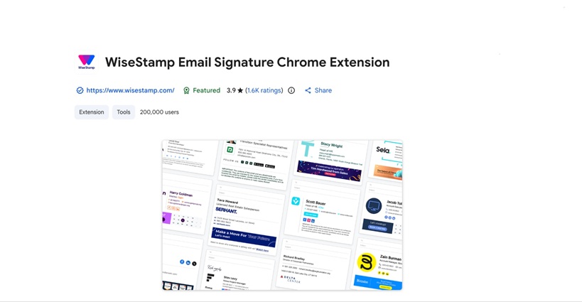 WiseStamp email signature generator with templates