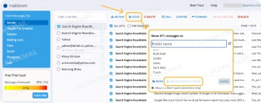 Custom email filters that automatically move incoming messages to selected folders