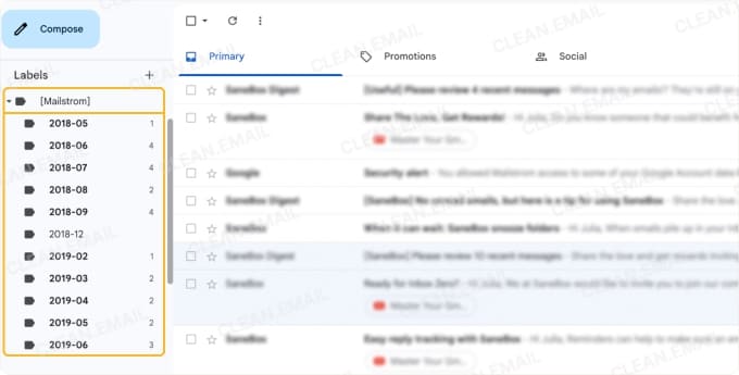 Mailstrom Quick Archive organizes older emails into monthly folders