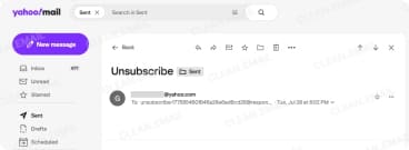 Unsubscribe button sends an unsubscribe request to the mailing list