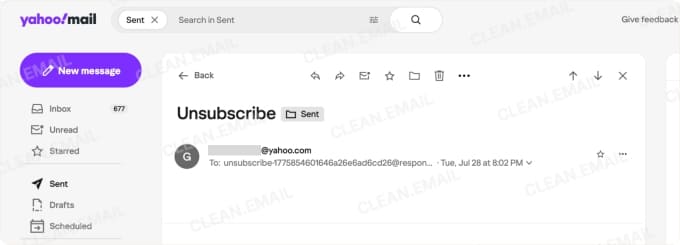 Unsubscribe button sends an unsubscribe request to the mailing list