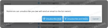 Unsubscribe options for removing subscriptions and deleting related emails