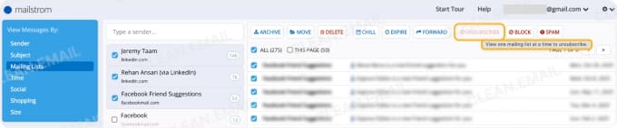 Mailstrom unsubscribe tool for removing mailing list subscriptions