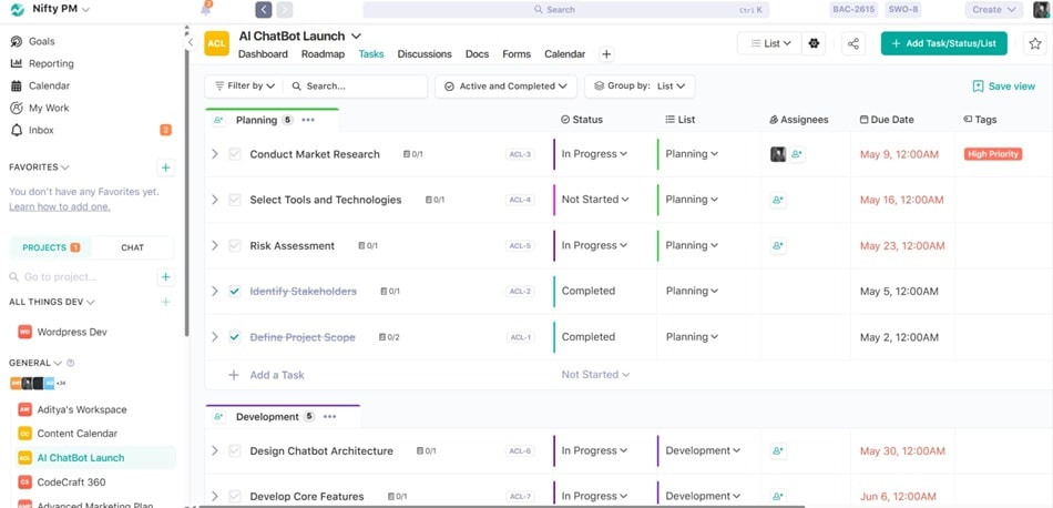 Nifty — project management workspace for teams