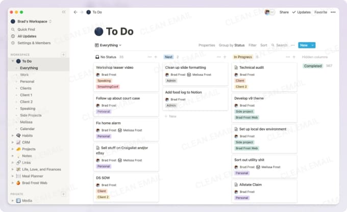 Notion organization app for managing notes, tasks, and projects