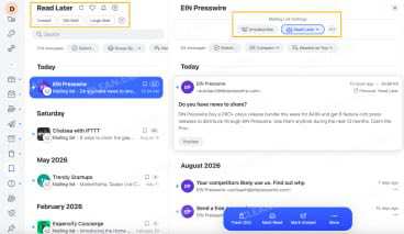 Clean Email Read Later for temporarily removing emails from the inbox