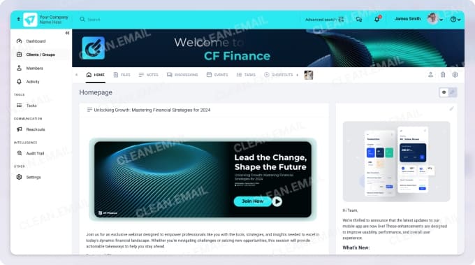 Clinked client portal for secure file sharing and collaboration