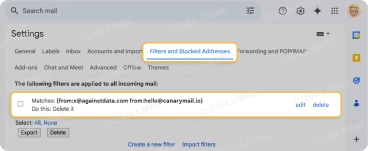 AgainstData automatically filters future messages instead of sending unsubscribe requests