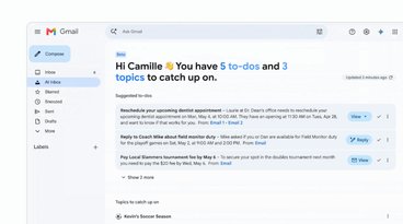 Gmail AI Inbox interface on desktop