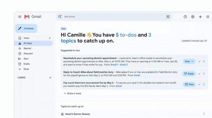 Gmail AI Inbox interface on desktop