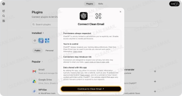 Connect Clean Email dialog in ChatGPT