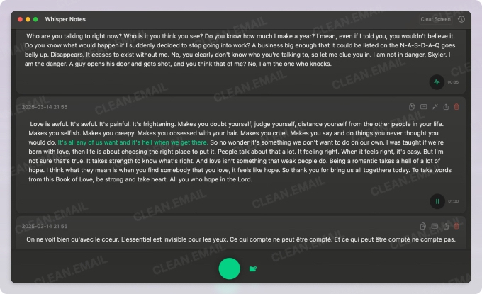 Whisper Notes for speech-to-text meeting notes