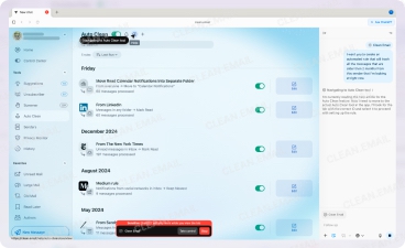 The next prompt was more challenging—ChatGPT needed to create a new automated rule that would send all messages older than two months from the sender I was viewing to the Trash