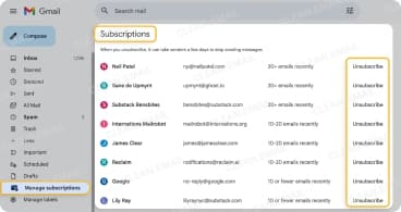 Manage subscriptions in Gmail