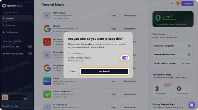 Clean up messages it has identified as subscriptions