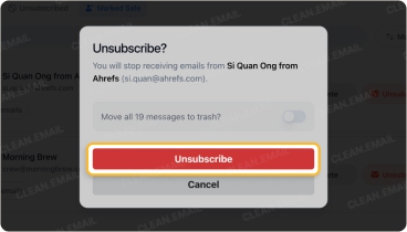 You can only unsubscribe from one sender at a time, each requiring confirmation
