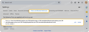 Inbox Zapper creates a Gmail filter to send future emails from that sender to Trash instead of sending an unsubscribe request
