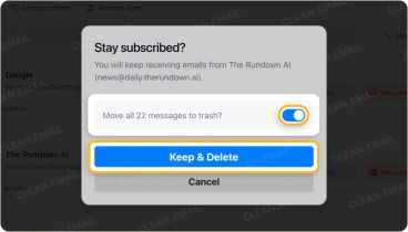 Clean up unwanted messages before, during, or after unsubscribing