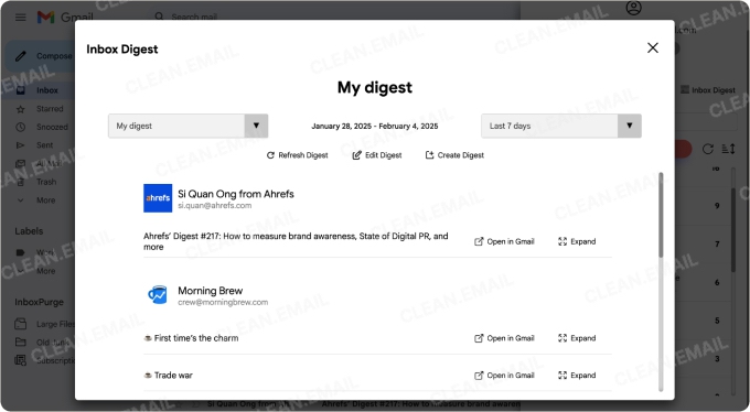 Inbox Digest feature